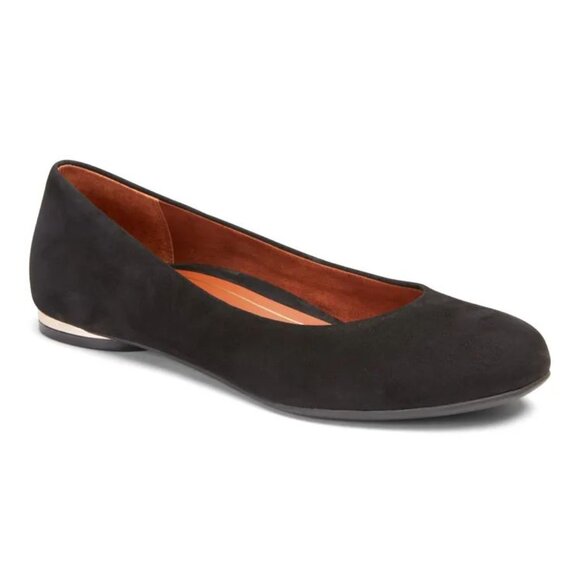Vionic Hannah Suede Ballet Flat with Arch Support in Black Size 8 - Picture 1 of 12